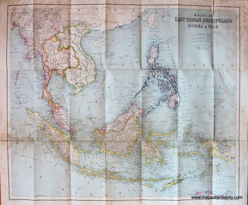 Antique-Folding-Map-Philips'-Authentic-Imperial-Maps-for-Tourists-&-Travellers-East-Indies-Malay-or-East-Indian-Archipelago-with-Burma-&-Siam-Southeast-Asia--1930-Philips-Maps-Of-Antiquity
