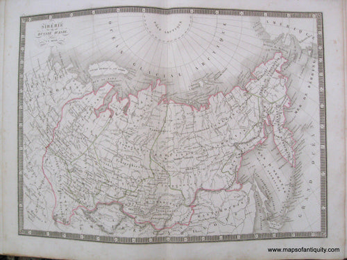 Antique-Hand-Colored-Map-Siberie-ou-Russie-d'Asie-(Siberia-or-Russia-in-Asia)-1846-Monin-1800s-19th-century-Maps-of-Antiquity
