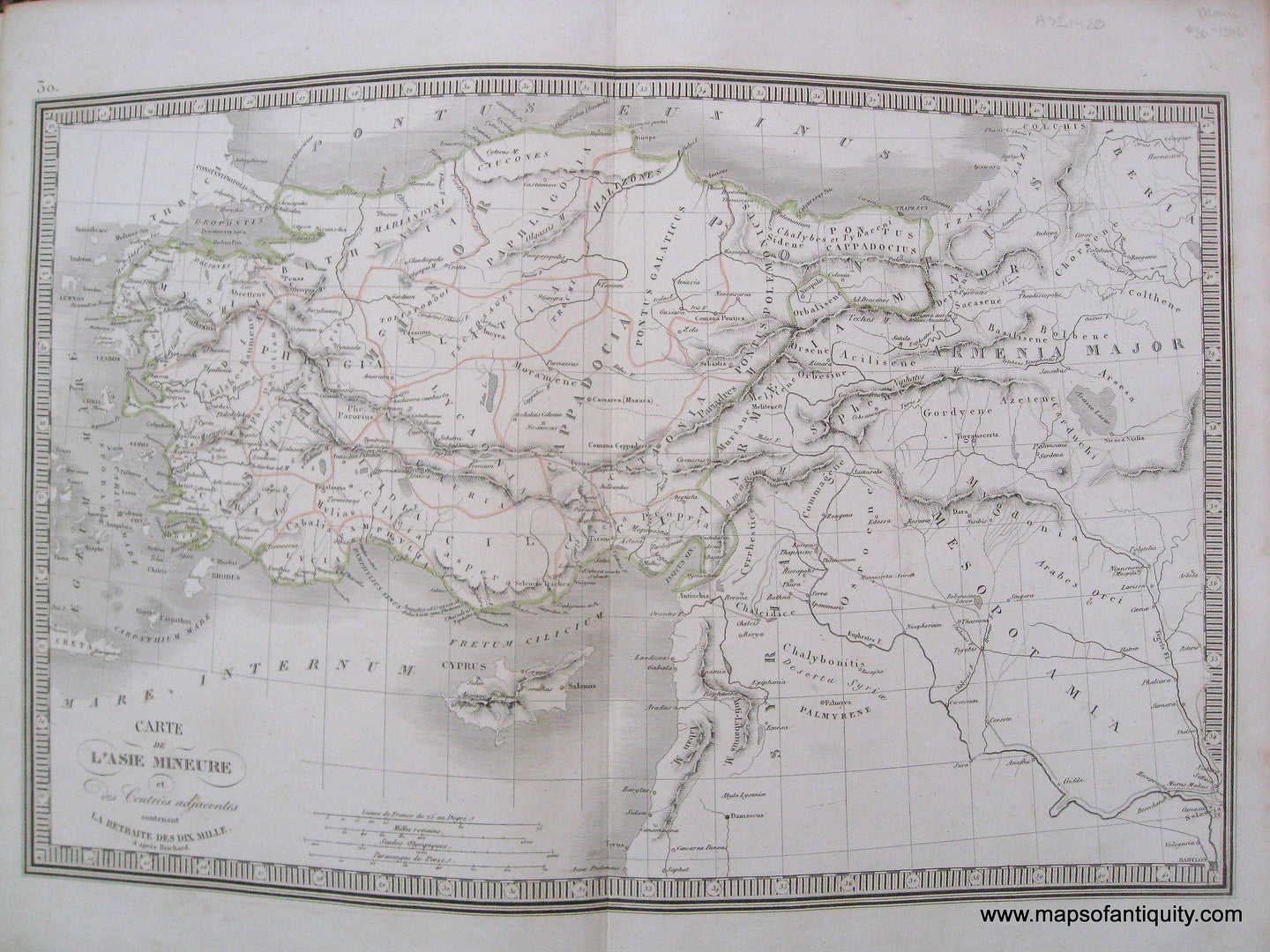 Antique-Hand-Colored-Map-Carte-de-L'Asie-Mineure-(Map-of-Asia-Minor)-1846-Monin-Asia-Minor-1800s-19th-century-Maps-of-Antiquity