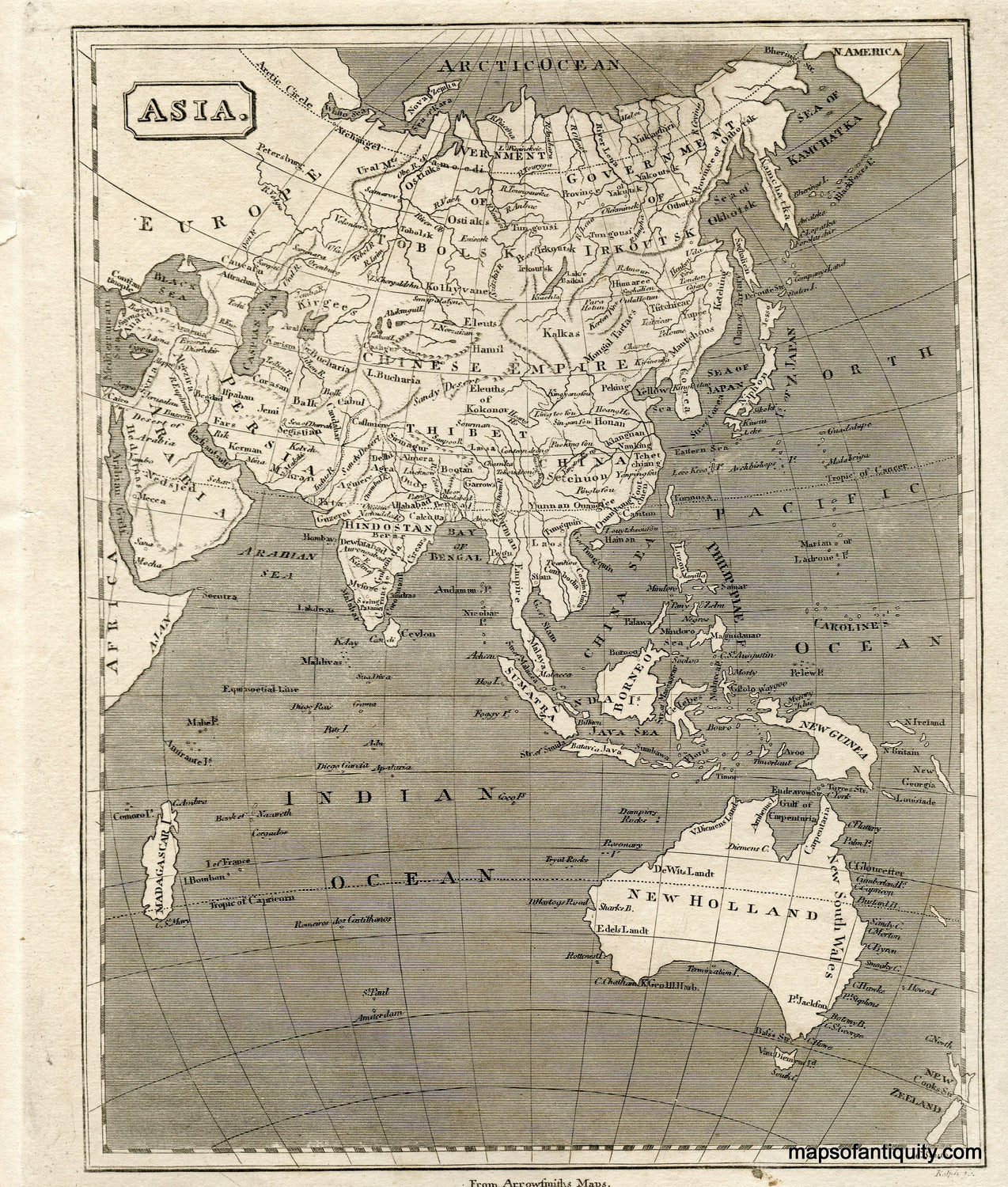Black-and-White-Antique-Map-Asia-Asia--1820-Arrowsmith-Maps-Of-Antiquity