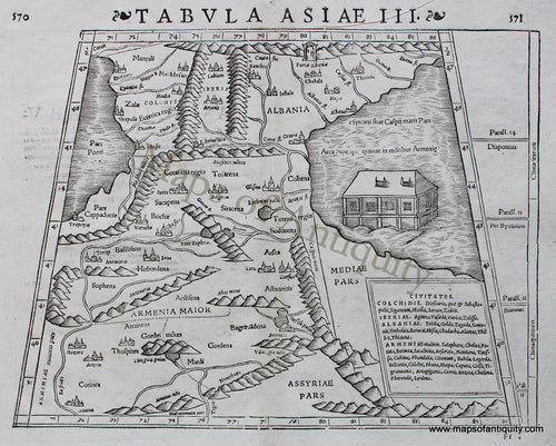 Antique-Black-and-White-Engraved-Map-Tabula-Asiae-III-Strabonis-Asia-**********-Armenia--1540-Munster-Maps-Of-Antiquity
