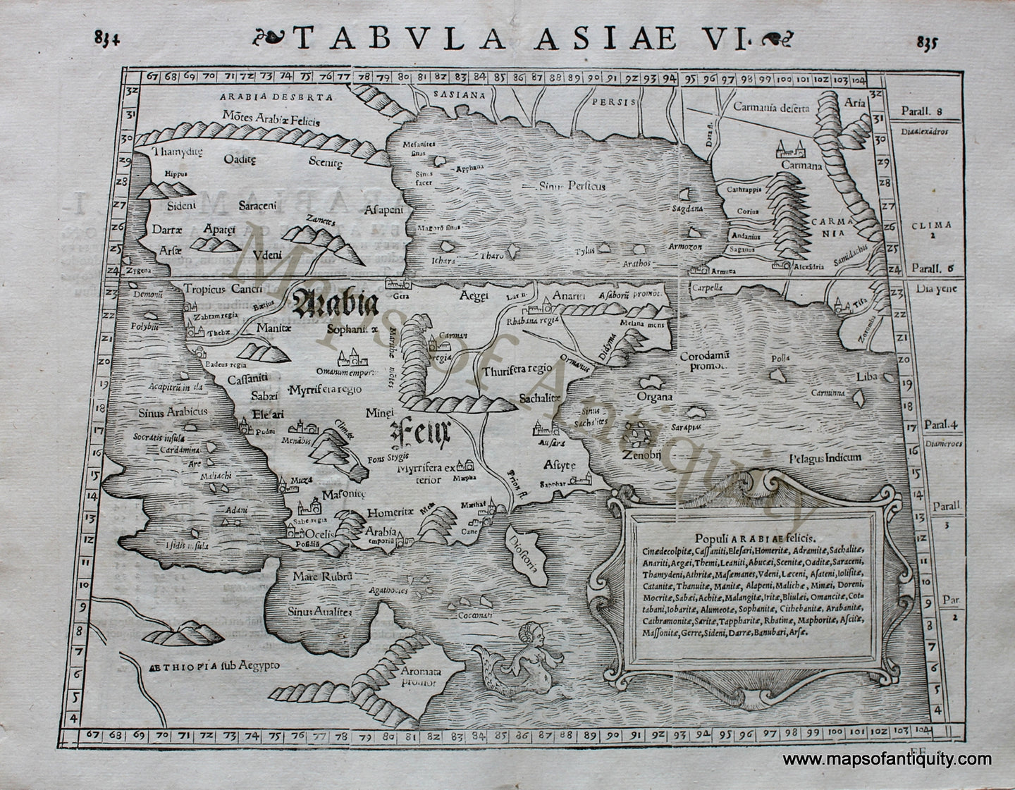 Antique-Black-and-White-Engraved-Map-Tabula-Asiae-VI-Strabonis-Asia-Asia-Saudi-Arabia-1542-Munster-Maps-Of-Antiquity