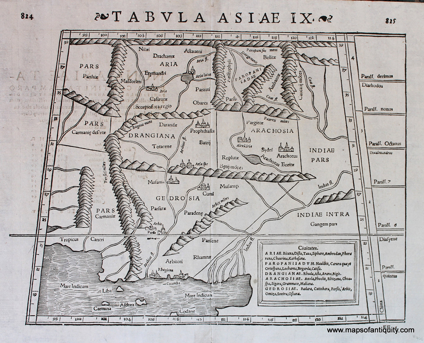 Antique-Black-and-White-Engraved-Map-Tabula-Asiae-IX-Strabonis-Asia-Asia--1542-Munster-Maps-Of-Antiquity
