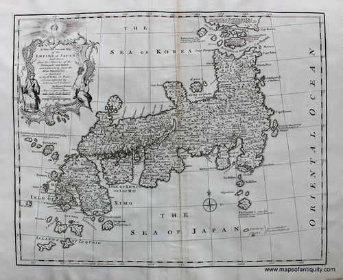 Black-and-White-Engraved-Antique-Map-Empire-of-Japan--Japan--1747-Bowen-Maps-Of-Antiquity