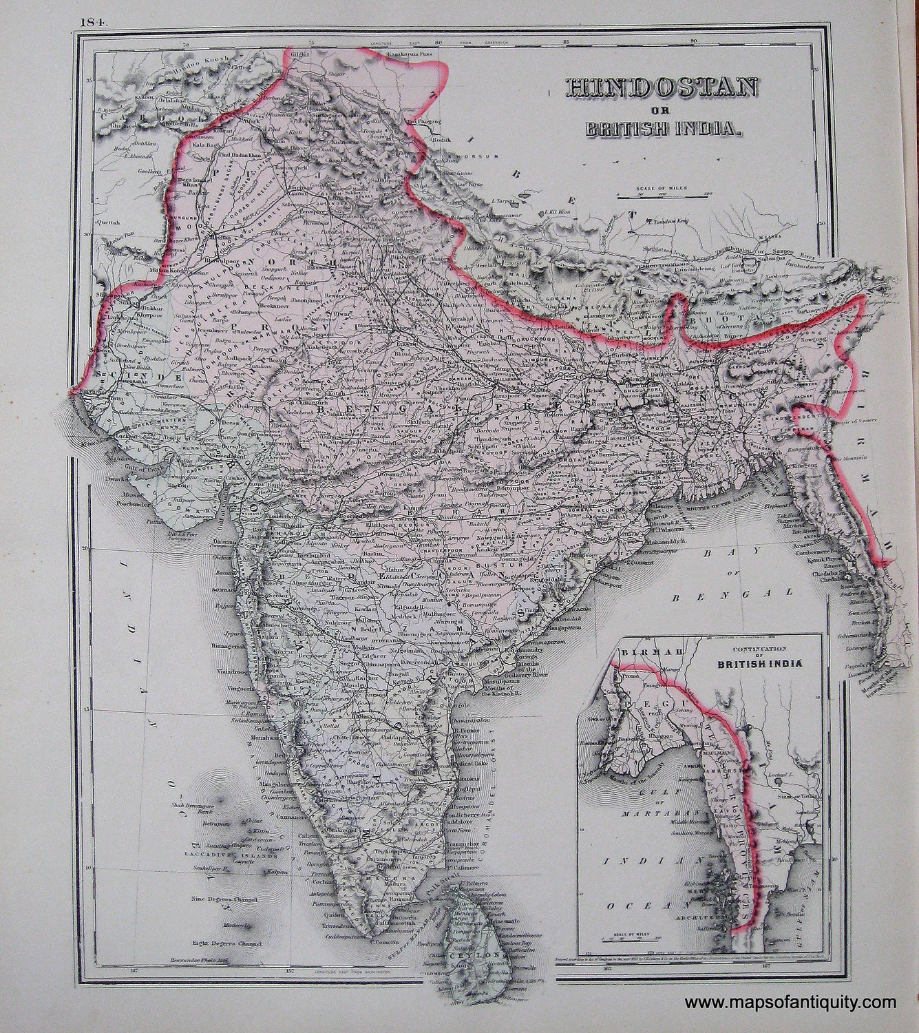 Antique-Hand-Colored-Map-Hindostan-or-British-India-Asia-Asia-India-1884-Gray-Maps-Of-Antiquity