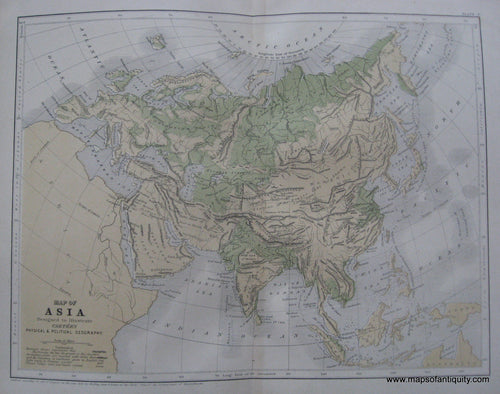 Antique-Hand-Colored-Map-Map-of-Asia---Asia-Asia-General-1856-Cartee-Maps-Of-Antiquity