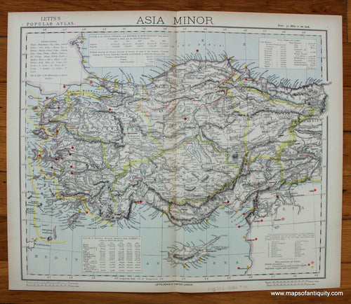 Antique-Printed-Color-Map-Asia-Minor-Asia-Asia-General-1883-Letts-Maps-Of-Antiquity