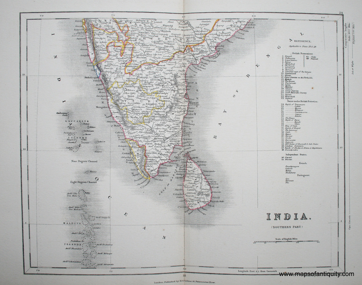 Antique-Hand-Colored-Map-India-Southern-Part-Asia-India-c.-1850-Appleton-Maps-Of-Antiquity