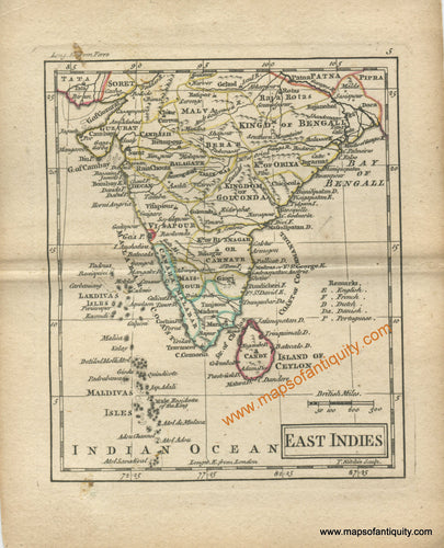 Antique-Hand-Colored-Map-East-Indies---India-Asia-India-1761-Dury-Maps-Of-Antiquity