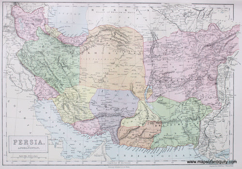 Antique-Printed-Color-Map-Persia-and-Afganistan-Asia-Persia-Afghanistan-1879-Black-Maps-Of-Antiquity