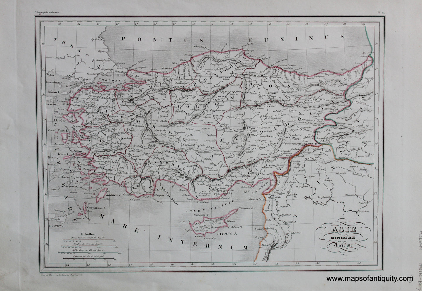 Antique-Hand-Colored-Map-Asie-Mineure-Ancienne-Asia-Asia-General-1846-M.-Malte-Brun-Maps-Of-Antiquity