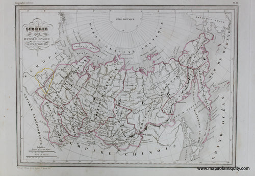 Antique-Hand-Colored-Map-Siberie-ou-Russie-d'Asie-Septentrionale-Asia-Russia-in-Asia-1846-M.-Malte-Brun-Maps-Of-Antiquity