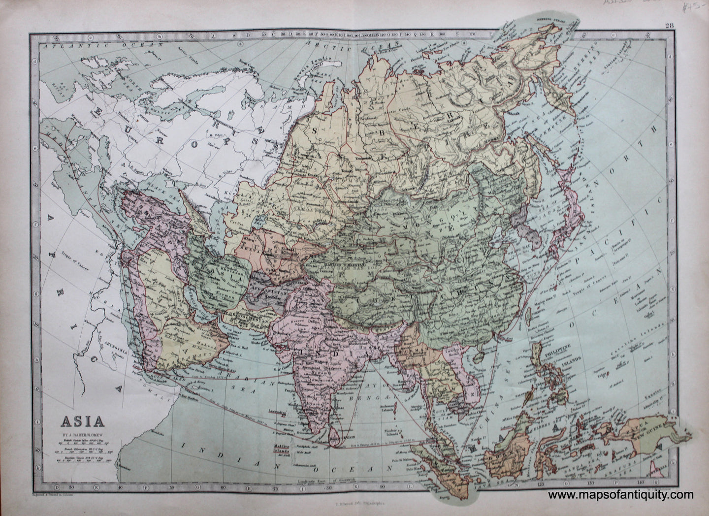 Antique-Printed-Color-Map-Asia-Asia-Asia-General-1873-J.-Bartholomew-Maps-Of-Antiquity