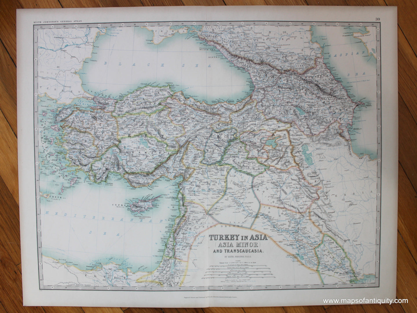 Antique-Printed-Color-Map-Turkey-in-Asia-(Asia-Minor)-and-Transcaucasia.-Asia-Asia-General-1904-Johnston-Maps-Of-Antiquity