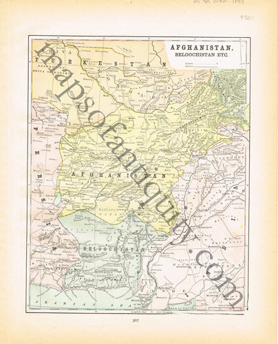 Antique-Printed-Color-Map-Afghanistan-Beloochistan-Etc.-verso:-Japan-Asia-Afghanistan-Japan-1894-Cram-Maps-Of-Antiquity