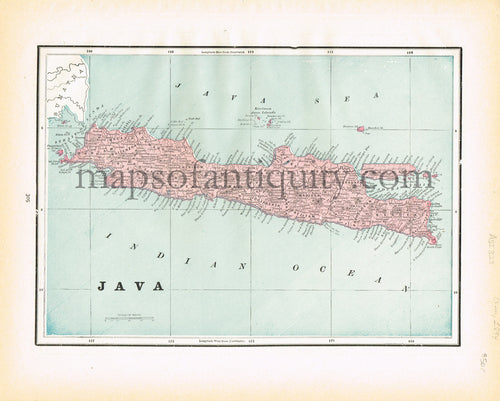 Antique-Printed-Color-Map-Java-verso:-East-Indies-Asia-Southeast-Asia-&-Indonesia-1894-Cram-Maps-Of-Antiquity
