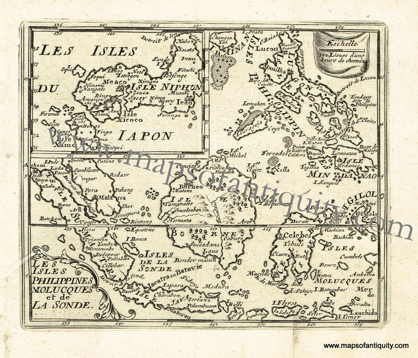 Antique-Black-and-White-Map-Les-Isles-Philippines-Molucques-et-de-la-Sonde-Asia-Southeast-Asia-1725-De-Aefferden-Maps-Of-Antiquity