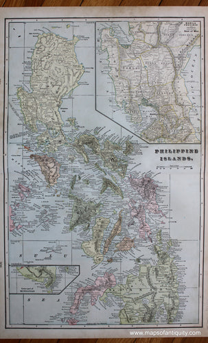 Antique-Printed-Color-Map-Philippine-Islands-verso:-Java-and-Sumatra-Asia-Southeast-Asia-&-Indonesia-1900-Cram-Maps-Of-Antiquity