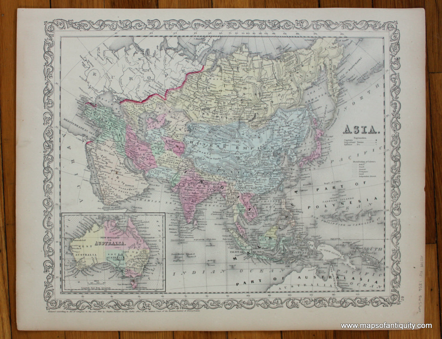 Antique-Hand-Colored-Map-Asia-Asia--1856-Desilver-Maps-Of-Antiquity