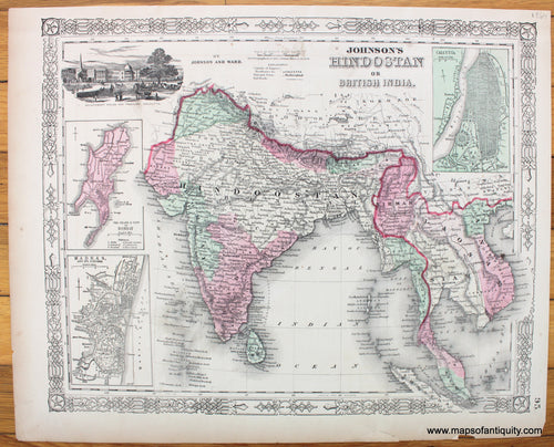 Antique-Map-Johnson's-Hindostan-British-India-Southeast-Asia-1864