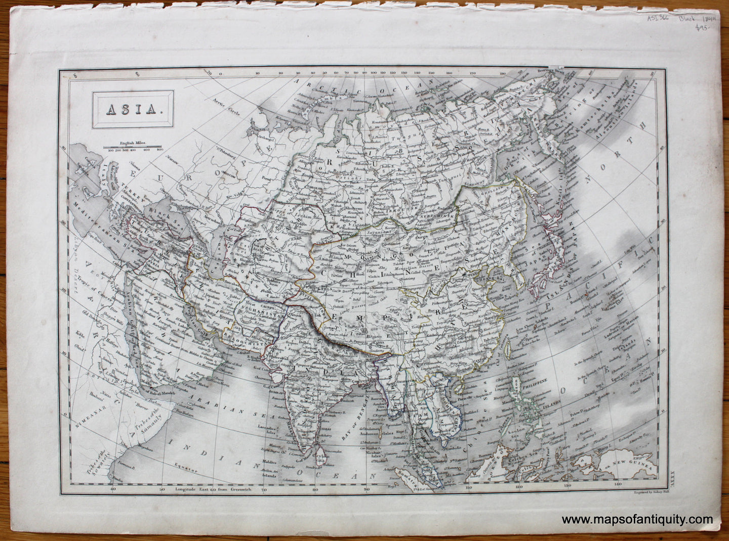 Antique-Hand-Colored-Map-Asia.-Asia-Asia-General-1844-Black-Maps-Of-Antiquity