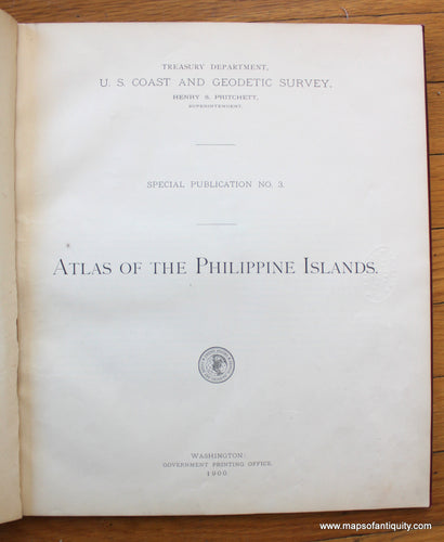 Antique-Atlas-with-Printed-Color-Maps-Atlas-de-Filipinas-Atlas-of-the-Philippine-Islands-**********-Asia-Southeast-Asia-&-Indonesia-1900-Rev.-Jose-Algue/-USC&GS-Maps-Of-Antiquity
