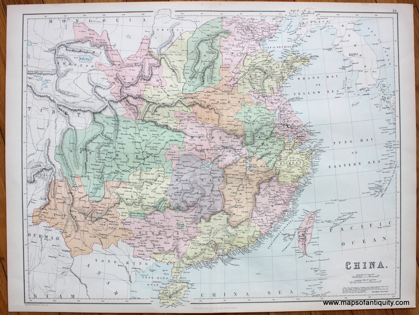 Antique-Printed-Color-Map-China.-******-Asia-China-&-Japan-1879-Black-Maps-Of-Antiquity