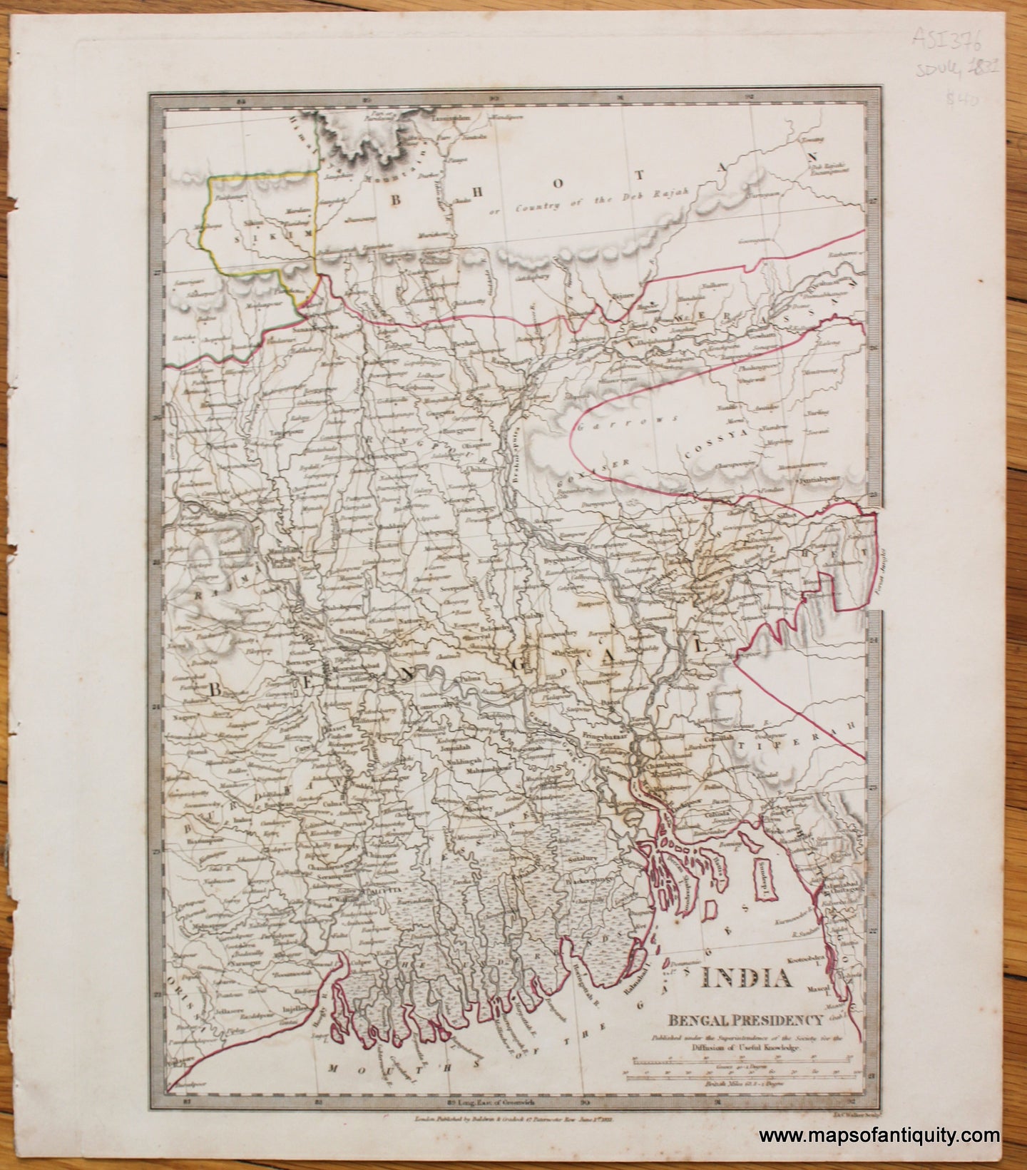 Antique-Hand-Colored-Map-India---Bengal-Presidency-Asia-Indian-Subcontinent-1831-SDUK/Society-for-the-Diffusion-of-Useful-Knowledge-Maps-Of-Antiquity