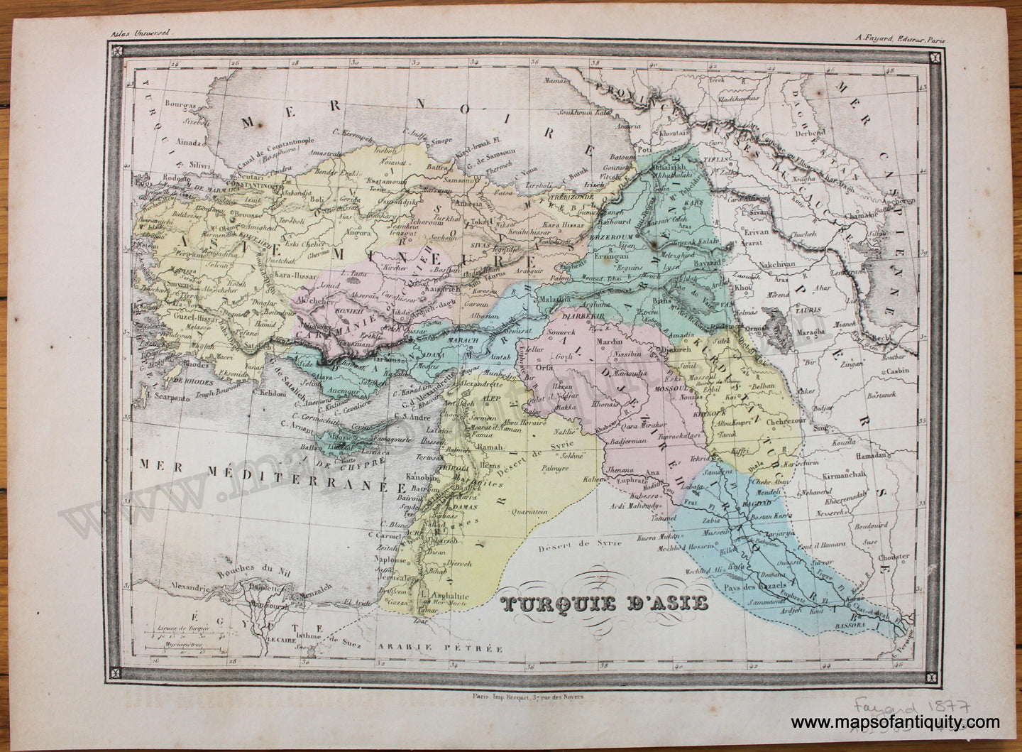 Antique-Map-Asie-Mineure-Armenie-Mesopotamie-Assyrie-et-Syrie-Asia-Minor-Turkey-Armenia-Syria-Lebanon-Fayard-Atlas-Universel-French-1877-1870s-1800s-Mid-Late-19th-Century-Maps-of-Antiquity