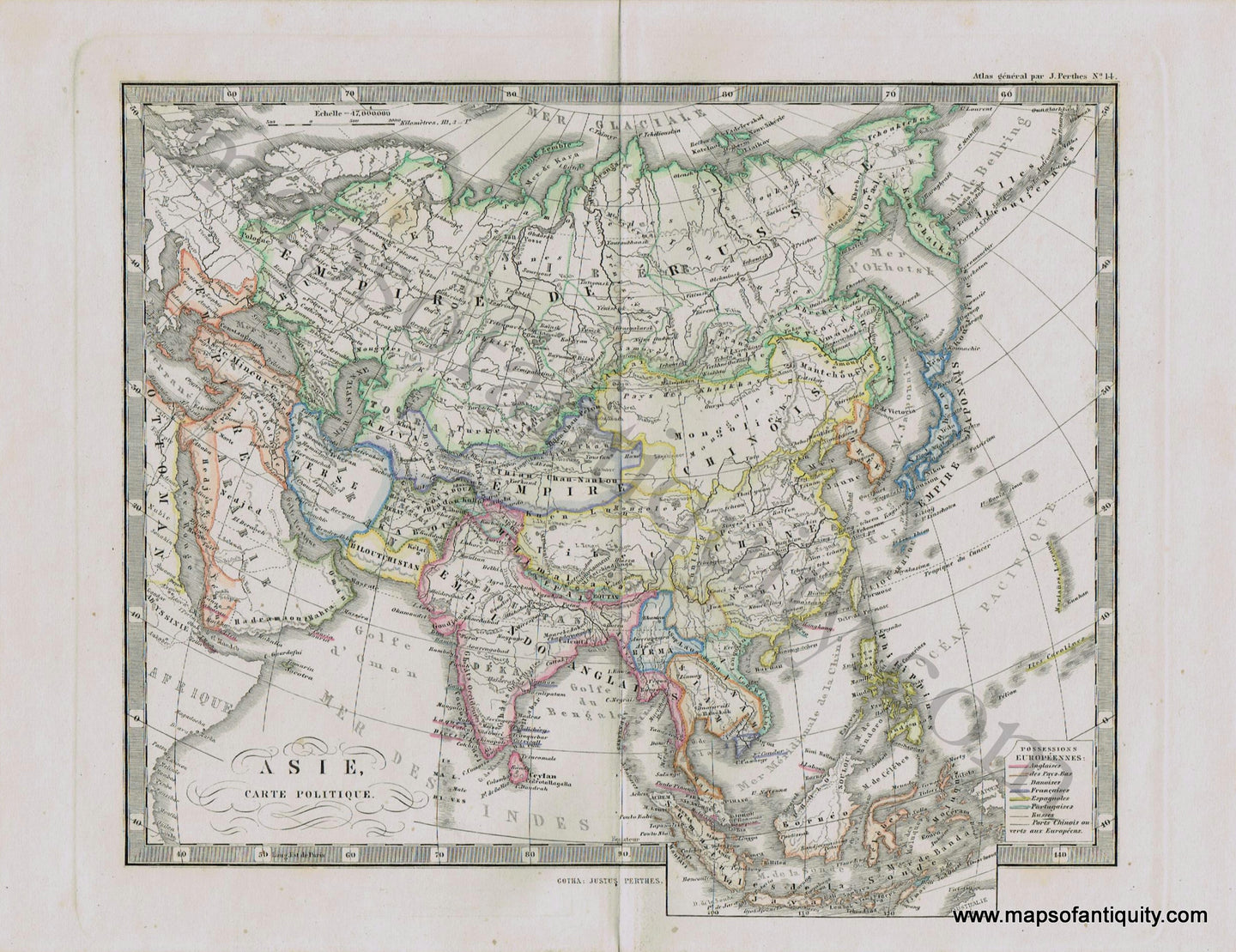 Asia-Asie-Carte-Politique-Perthes-1871-Antique-Map-1870s-1800s-19th-century-Maps-of-Antiquity