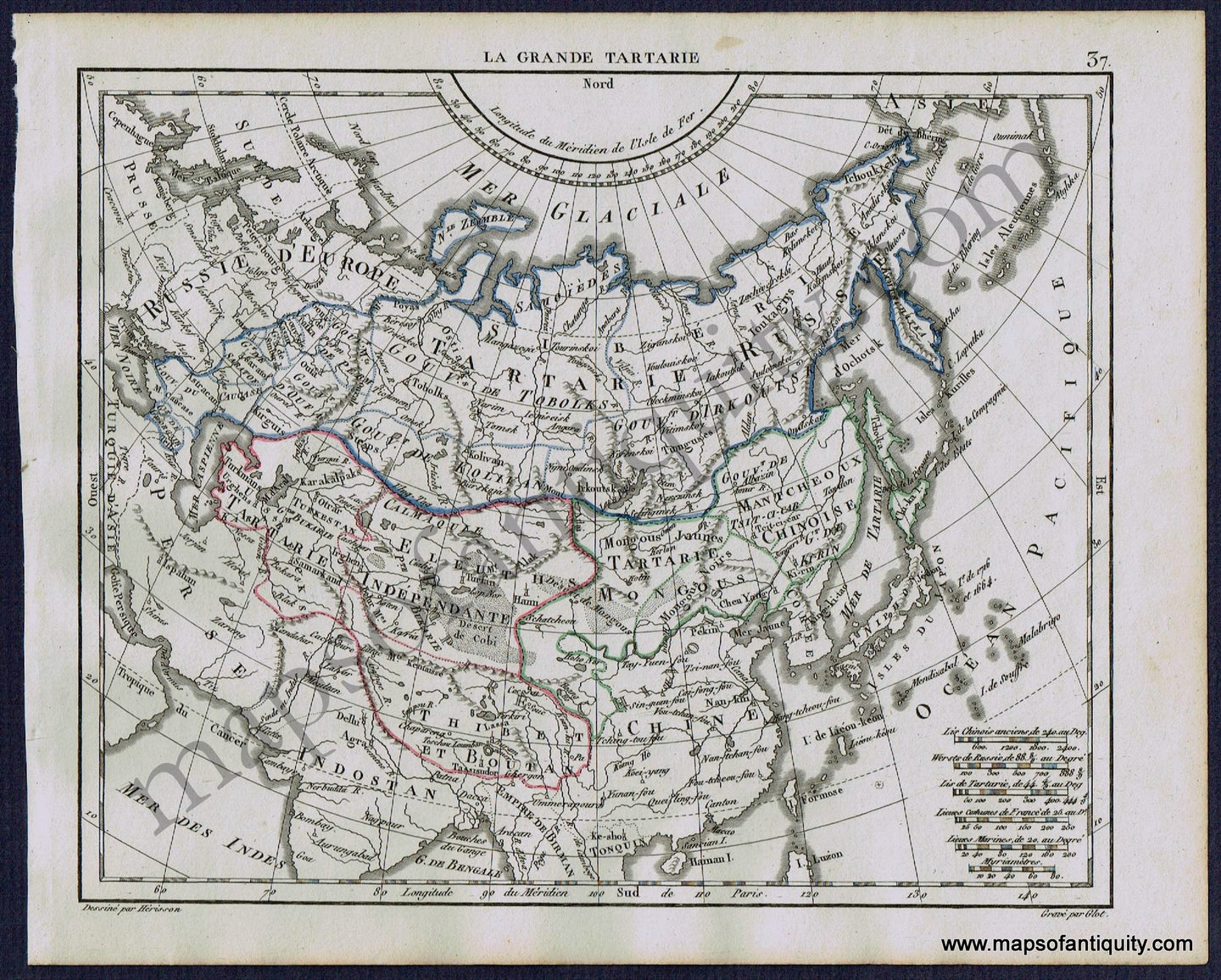 Antique-Map-Russia-in-Asia-La-Grande-Tartarie-Herrison-French-1806-1800s-Early-19th-Century-Maps-of-Antiquity