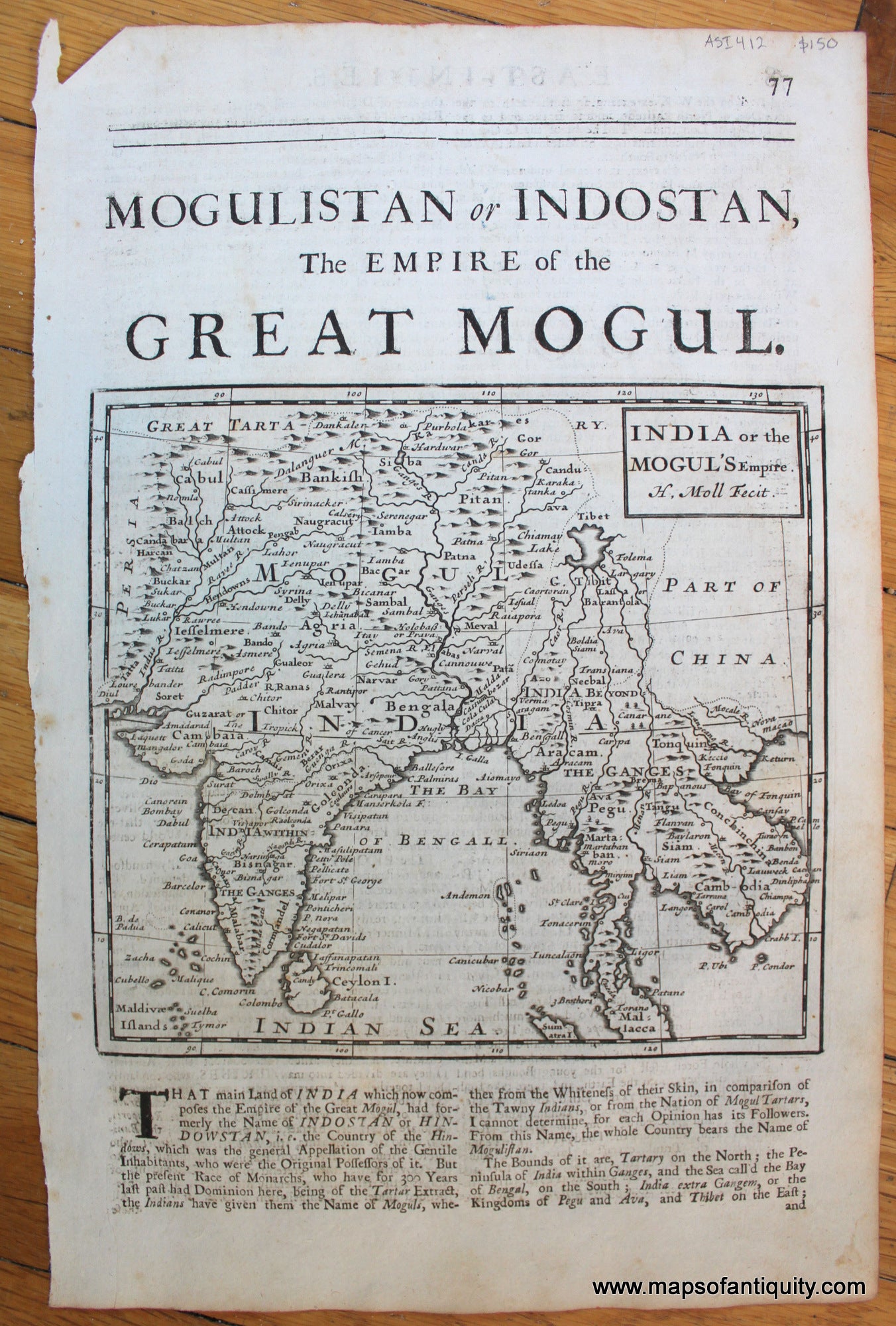 Antique-Map-India-or-the-Mogul's-Empire-Moll-1723-Maps-Of-Antiquity