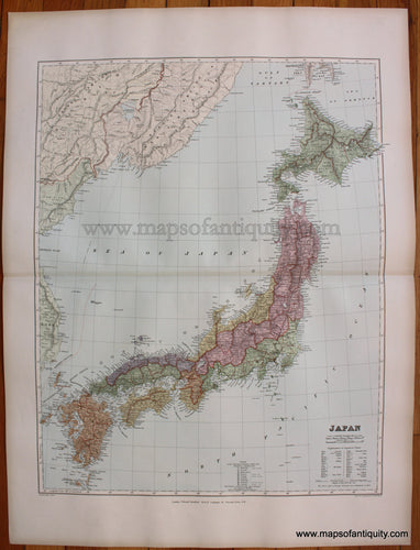 Printed-Color-Antique-Map-Japan-1904-Stanford-Japan-1800s-19th-century-Maps-of-Antiquity