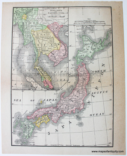 Antique-Printed-Color-Map-Japan-Indo-China-and-Farther-India-c.-1904-C.S.-Hammond-&-Co.-Japan-Southeast-Asia-1900s-20th-century-Maps-of-Antiquity