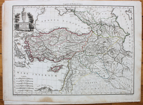Antique-Hand-Colored-Map-Asie-Mineure-Armenie-Caucase-Syrie-etc.-1812-Malte-Brun-Lapie-1800s-19th-century-Maps-of-Antiquity