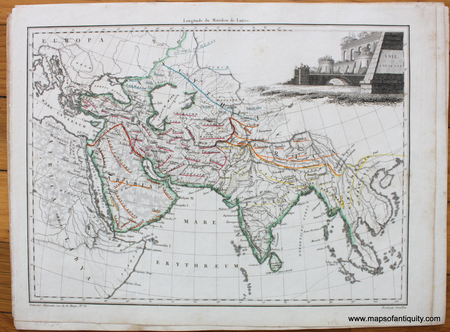 Antique-Hand-Colored-Map-Asie-Ancienne-Ancient-Asia-1812-Malte-Brun-Lapie-1800s-19th-century-Maps-of-Antiquity