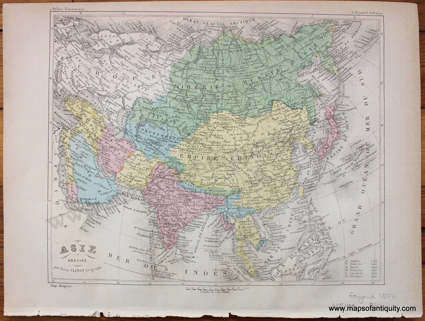 Antique-Printed-Color-Map-Asie-1877-Fayard---1800s-19th-century-Maps-of-Antiquity