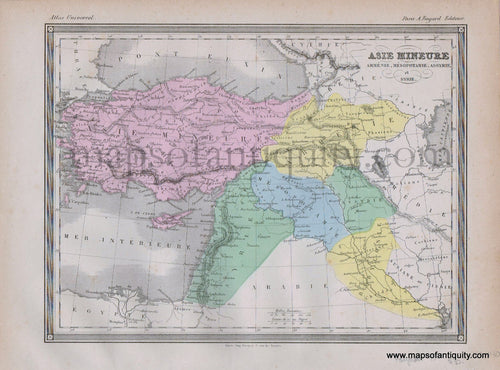 Antique-Printed-Color-Map-Asia-Asie-Mineure.-Armenie-Mesopotamie-Assyrie-et-Syrie.-1877-Fayard--1800s-19th-century-Maps-of-Antiquity