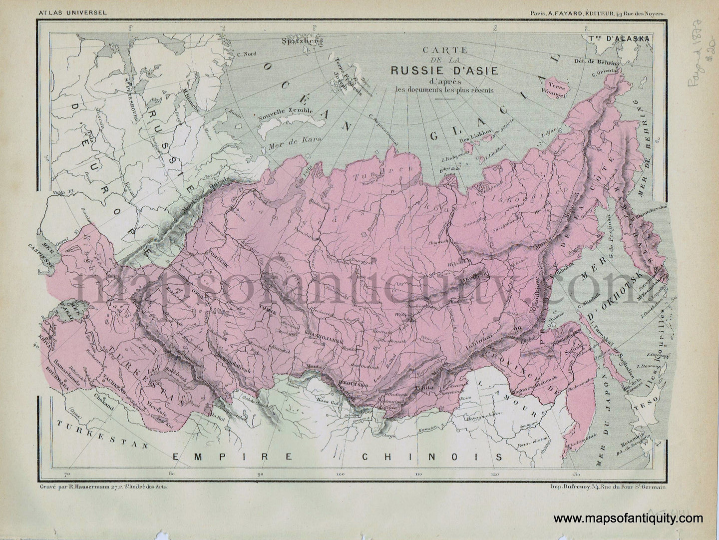 Antique-Printed-Color-Map-Asia-Carte-de-la-Russie-d'Asie---Russia-in-Asia-1877-Fayard--1800s-19th-century-Maps-of-Antiquity