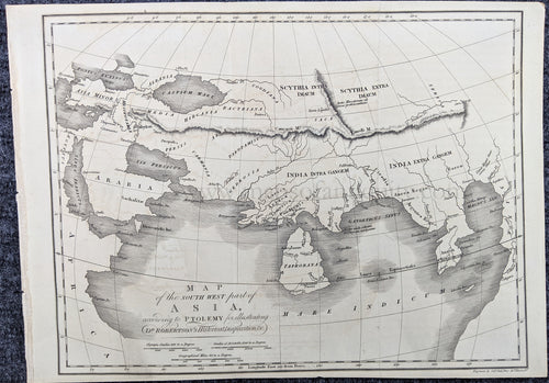 Genuine-Antique-Map-Map-of-the-South-West-part-of-Asia-according-to-Ptolemy-for-illustrating-Dr.-Robertson's-Historical-Disquisition-&c.-Antique-Historical-Maps-&-Ancient-World--c.-1800-Hall-Maps-Of-Antiquity-1800s-19th-century