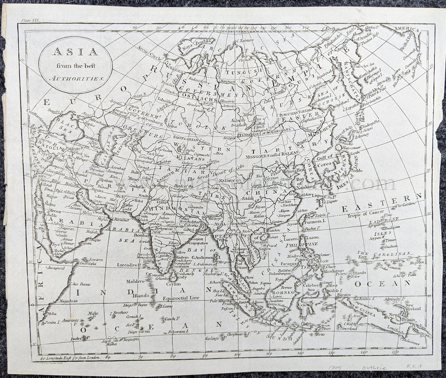 Genuine-Antique-Map-Asia-from-the-Best-Authorities-Asia--1805-Guthrie-Maps-Of-Antiquity-1800s-19th-century