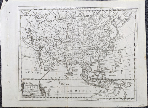 Genuine-Antique-Map-Asia.-Asia--1766-Jefferys-/-Salmon-Maps-Of-Antiquity-1800s-19th-century
