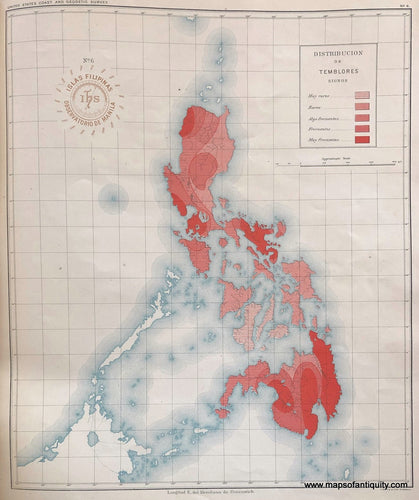 '-Distribution-of-Earthquake-in-the-Philipines-Asia-Southeast-Asia-&-Indonesia-1899-P.-Jose-Algue/USC&GS-Maps-Of-Antiquity-1800s-19th-century
