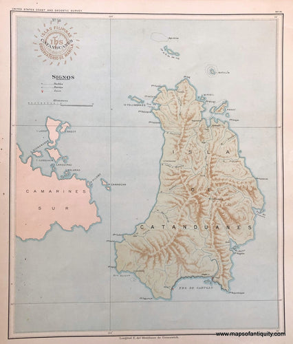 '-Catanduanes-Island-and-Southern-Camarines-Asia-Southeast-Asia-&-Indonesia-1899-P.-Jose-Algue/USC&GS-Maps-Of-Antiquity-1800s-19th-century