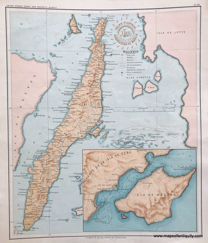 '-Cebu-and-Mactan-Islands-Philippines-Asia-Southeast-Asia-&-Indonesia-1899-P.-Jose-Algue/USC&GS-Maps-Of-Antiquity-1800s-19th-century