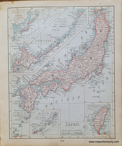 Genuine-Antique-Map-Japan-1900-Rand-McNally-Maps-Of-Antiquity