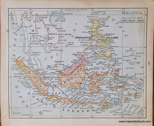 Genuine-Antique-Map-Malaysia-1900-Rand-McNally-Maps-Of-Antiquity