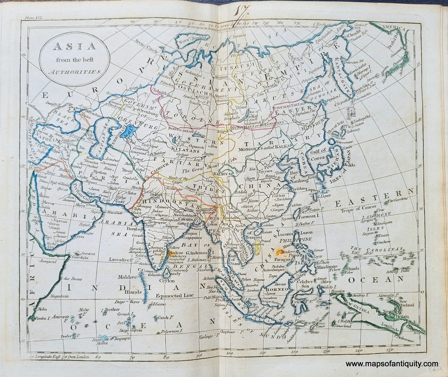 Genuine-Antique-Map-Asia-from-the-best-Authorities-1800-Russell-Guthrie-Maps-Of-Antiquity