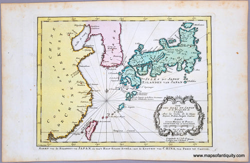 Genuine-Antique-Map-Carte-des-Isles-du-Japon-et-la-Presqu-Isle-de-Coree-Avec-les-Costes-de-la-Chine-Depuis-Pekin-Jusqu'a-Canton--1752-Bellin-Maps-Of-Antiquity