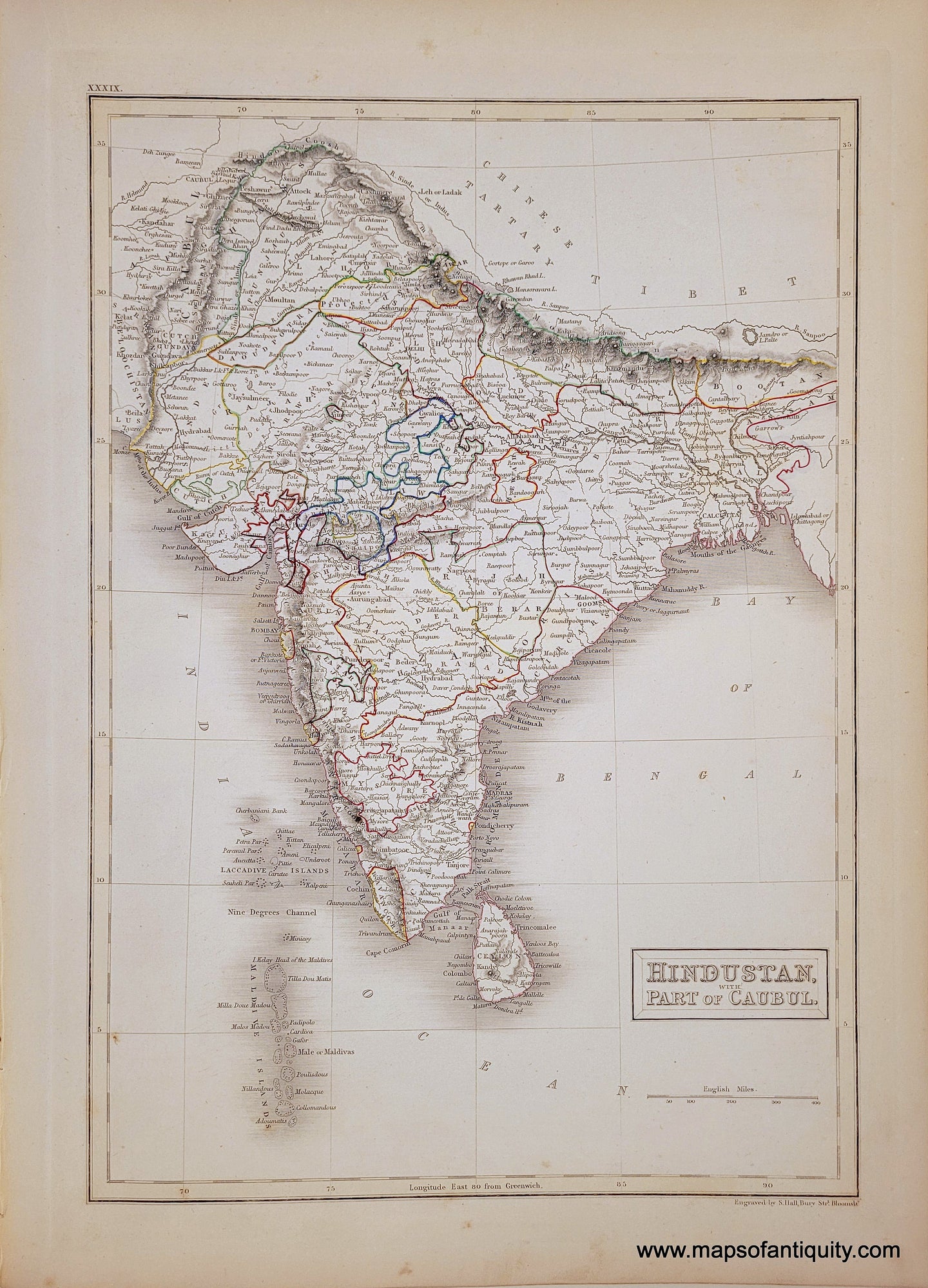 Genuine-Antique-Map-Hindustan-with-part-of-Caubul-1841-Black-Maps-Of-Antiquity